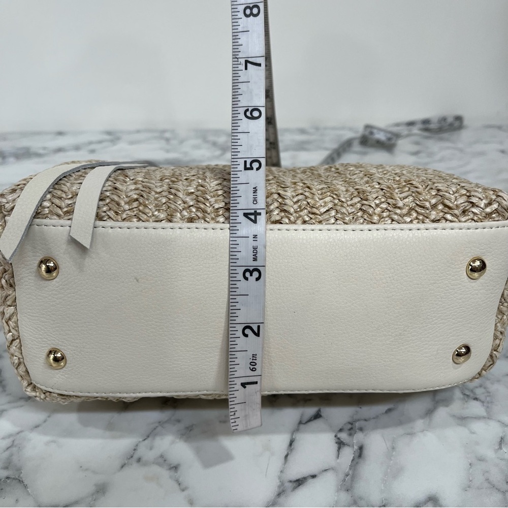 Aimee Kestenberg Natural Straw Shoulder Bag with White Trim - Picture 12 of 16